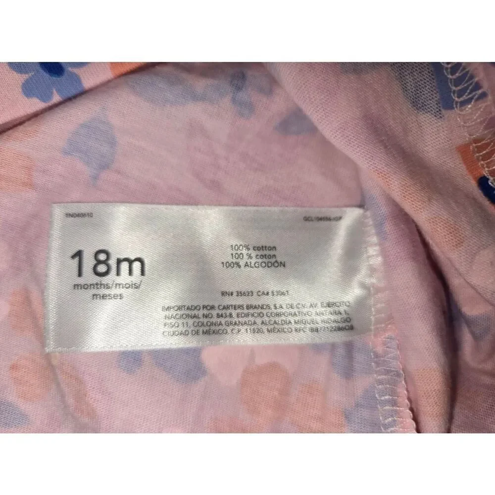 Carter's Baby Girls Size 18 Months Pink Floral 2-Piece Set